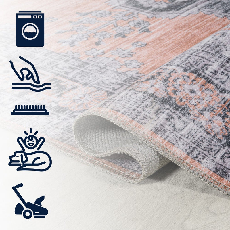 Wincer Chenille Cottage Medallion Machine-washable Area Rug