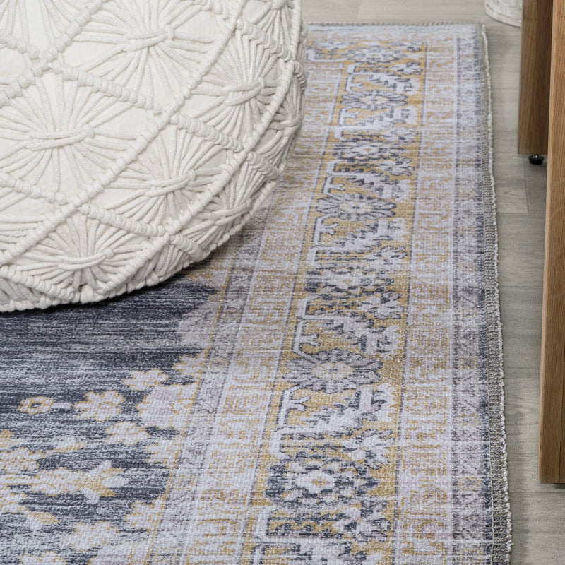 Wincer Chenille Cottage Medallion Machine-washable Area Rug