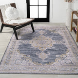 Wincer Chenille Cottage Medallion Machine-washable Area Rug