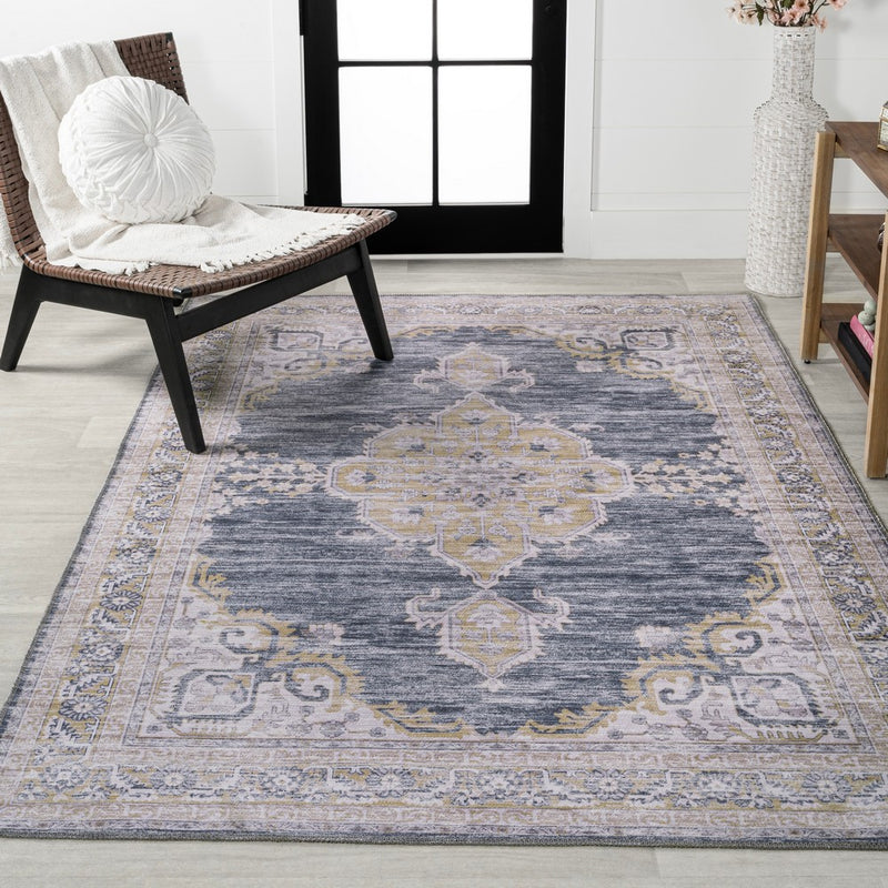 Wincer Chenille Cottage Medallion Machine-washable Area Rug