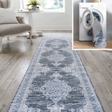 Wincer Chenille Cottage Medallion Machine-washable Area Rug