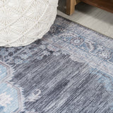 Wincer Chenille Cottage Medallion Machine-washable Area Rug