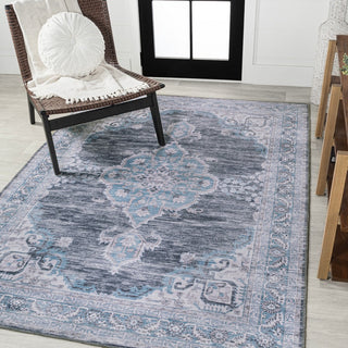 Wincer Chenille Cottage Medallion Machine-washable Area Rug