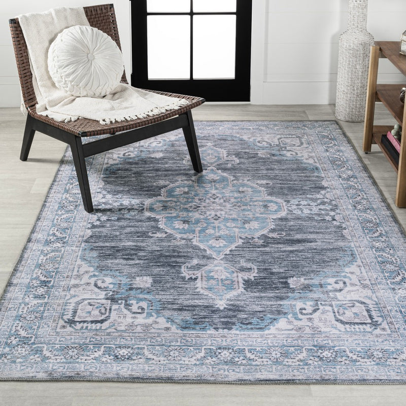 Wincer Chenille Cottage Medallion Machine-washable Area Rug