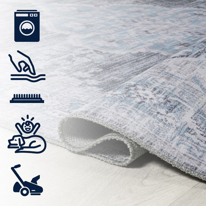Wincer Chenille Cottage Medallion Machine-washable Area Rug