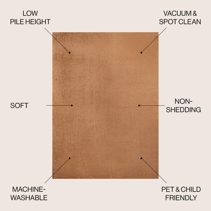 Twyla Classic Solid Low-Pile Machine-Washable Area Rug