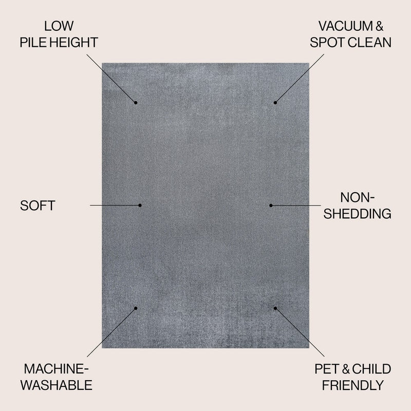 Twyla Classic Solid Low-Pile Machine-Washable Area Rug