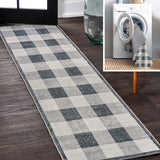 Gingham Gradient Plaid Cottage Machine-washable Area Rug