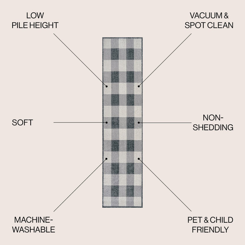 Gingham Gradient Plaid Cottage Machine-washable Area Rug