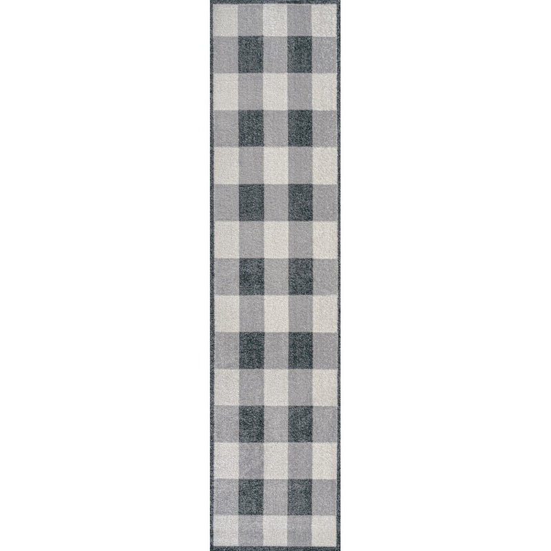 Gingham Gradient Plaid Cottage Machine-washable Area Rug