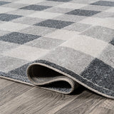 Gingham Gradient Plaid Cottage Machine-washable Area Rug