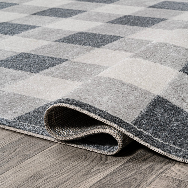 Gingham Gradient Plaid Cottage Machine-washable Area Rug