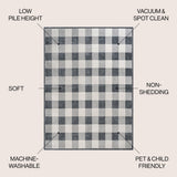Gingham Gradient Plaid Cottage Machine-washable Area Rug