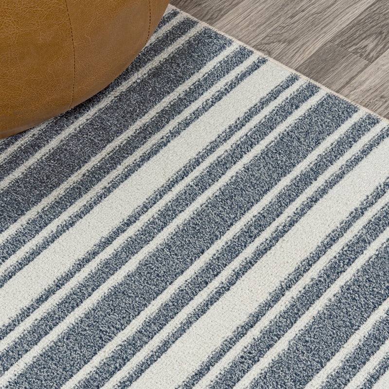 Fawning Two-tone Striped Classic Low-pile Machine-washable Area Rug