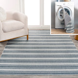 Fawning Two-tone Striped Classic Low-pile Machine-washable Area Rug
