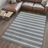 Fawning Two-tone Striped Classic Low-pile Machine-washable Area Rug