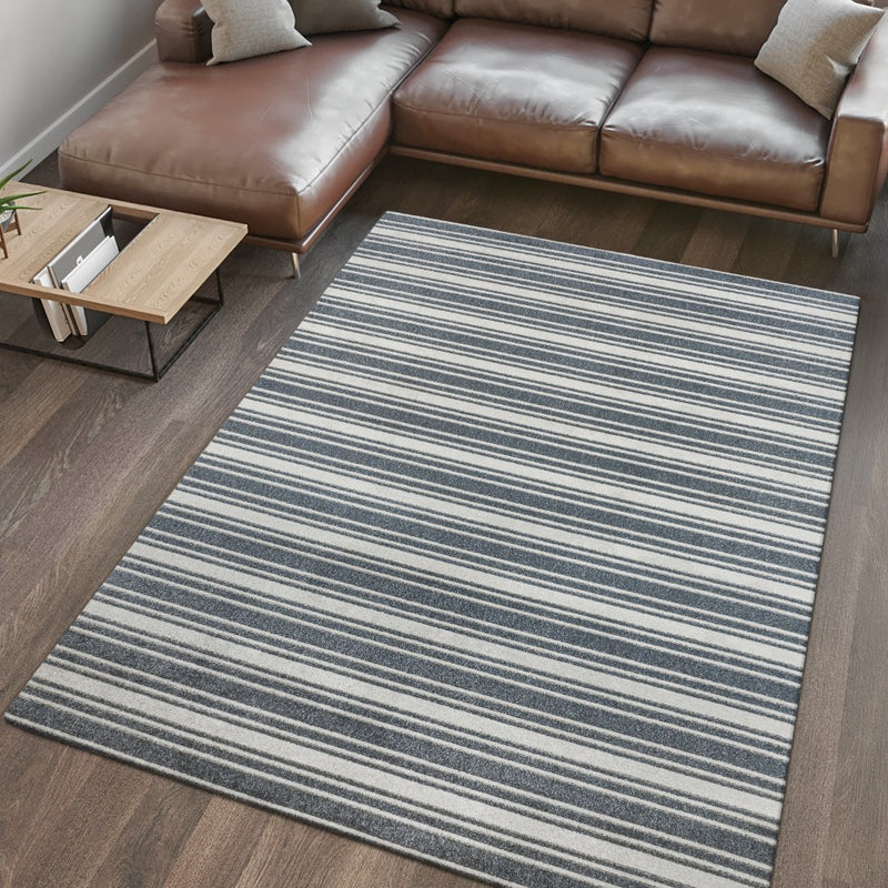 Fawning Two-tone Striped Classic Low-pile Machine-washable Area Rug