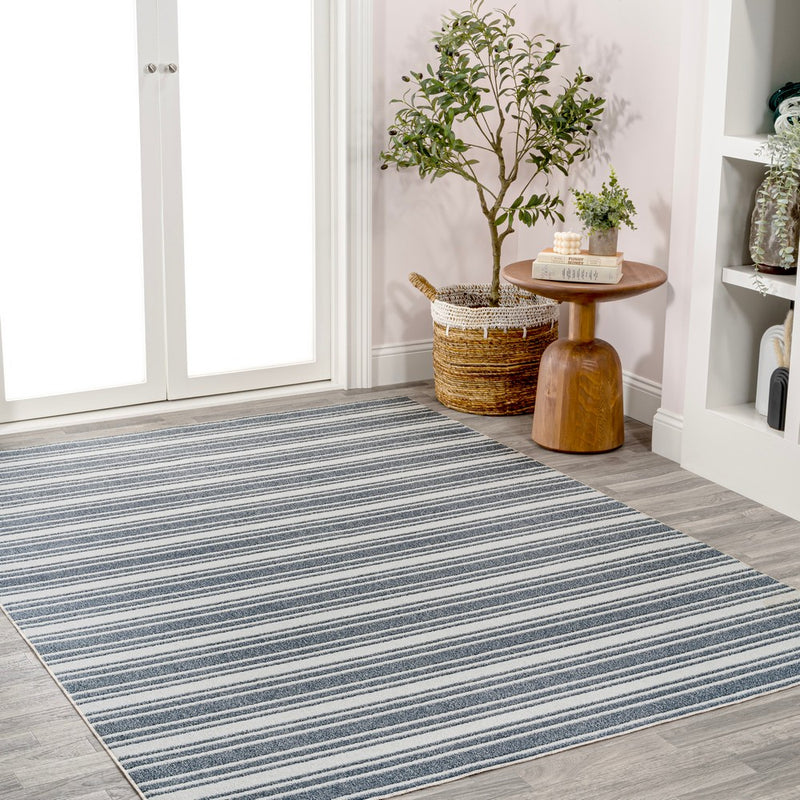Fawning Two-tone Striped Classic Low-pile Machine-washable Area Rug