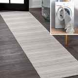 Fawning Two-tone Striped Classic Low-pile Machine-washable Area Rug