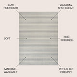 Fawning Two-tone Striped Classic Low-pile Machine-washable Area Rug