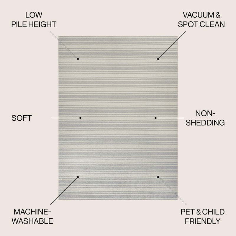 Fawning Two-tone Striped Classic Low-pile Machine-washable Area Rug
