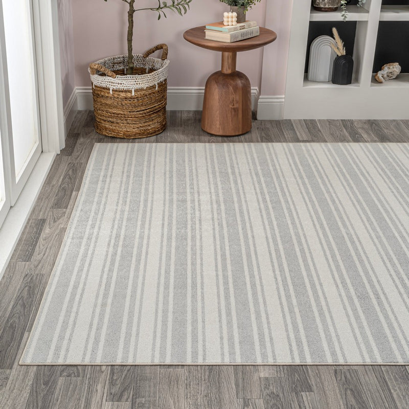 Fawning Two-tone Striped Classic Low-pile Machine-washable Area Rug