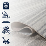 Fawning Two-tone Striped Classic Low-pile Machine-washable Area Rug
