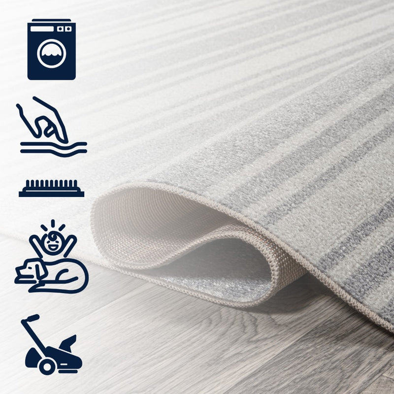 Fawning Two-tone Striped Classic Low-pile Machine-washable Area Rug