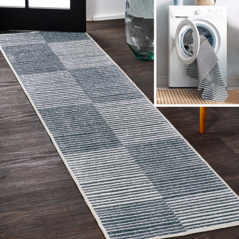 Shutter Minimalist Striped Plaid Machine-washable Area Rug