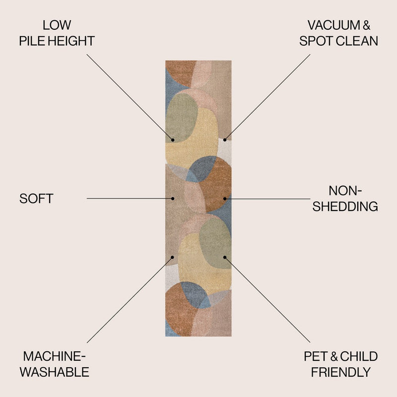 Pebble Geometric Kids & Novelty Machine-washable Area Rug