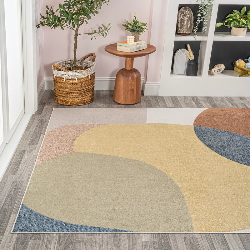 Pebble Geometric Kids & Novelty Machine-washable Area Rug