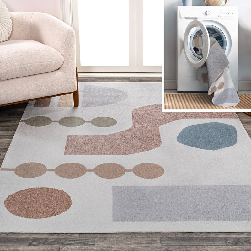 Riley Abstract Coastal Kids & Novelty Machine-washable Area Rug