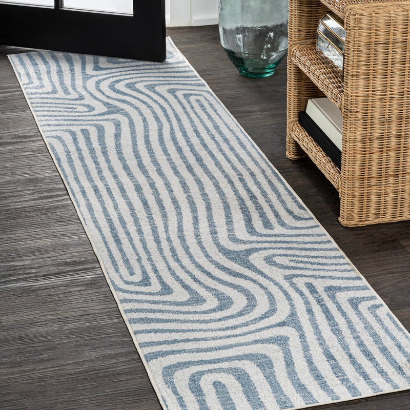 Maze Abstract Two-Tone Low-Pile Machine-Washable Area Rug