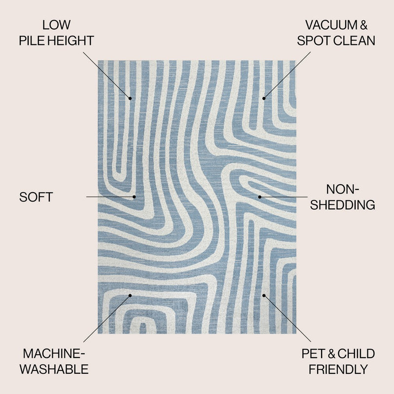 Maze Abstract Two-Tone Low-Pile Machine-Washable Area Rug