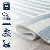 Maze Abstract Two-Tone Low-Pile Machine-Washable Area Rug