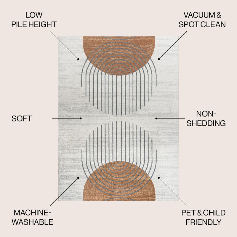 Kallax Geometric Modern Low-Pile Machine-Washable Area Rug
