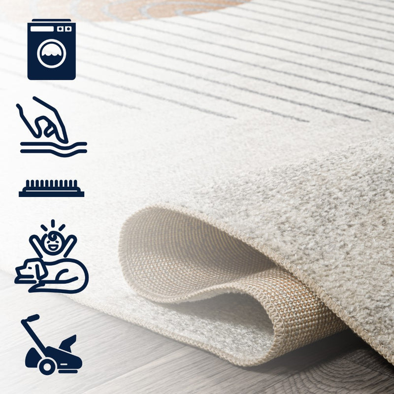 Kallax Geometric Modern Low-Pile Machine-Washable Area Rug