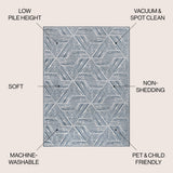Vector Modern Coastal Geometric Machine-washable Area Rug