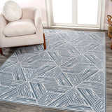 Vector Modern Coastal Geometric Machine-washable Area Rug