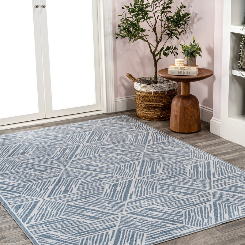 Vector Modern Coastal Geometric Machine-washable Area Rug