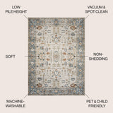 Hiero Persian Border Low-Pile Machine-Washable Area Rug