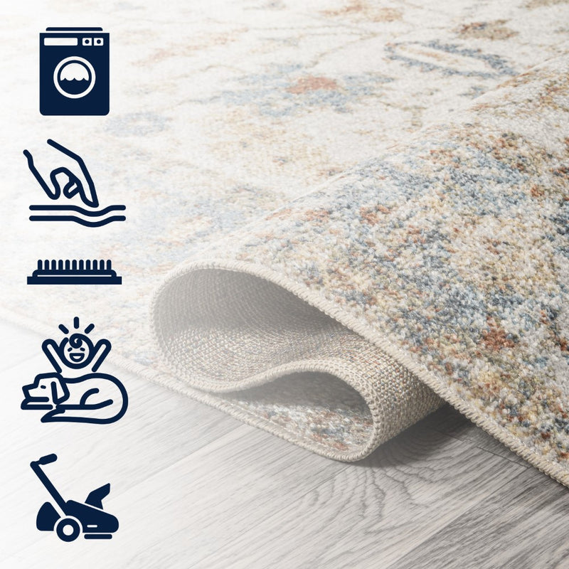 Hiero Persian Border Low-Pile Machine-Washable Area Rug