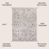 Edith Distressed Medallion Low-Pile Machine-Washable Area Rug