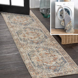 Keesha Bold Distressed Medallion Low-Pile Machine-Washable Area Rug