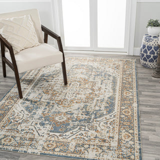 Keesha Bold Distressed Medallion Low-Pile Machine-Washable Area Rug