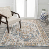 Keesha Bold Distressed Medallion Low-Pile Machine-Washable Area Rug