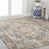 Keesha Bold Distressed Medallion Low-Pile Machine-Washable Area Rug