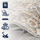 Keesha Bold Distressed Medallion Low-Pile Machine-Washable Area Rug