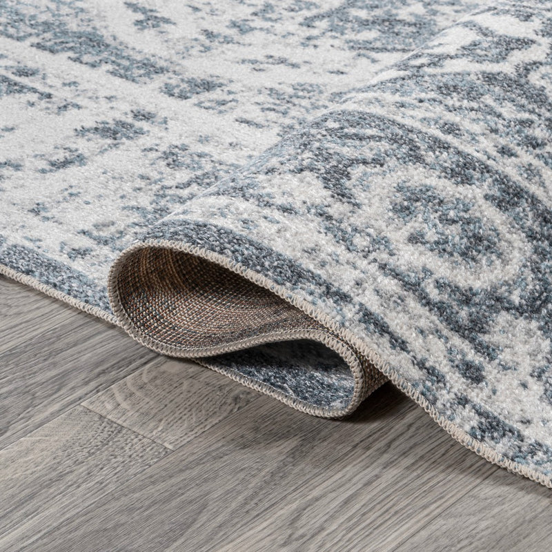 Keesha Bold Distressed Medallion Low-Pile Machine-Washable Area Rug