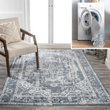 Keesha Bold Distressed Medallion Low-Pile Machine-Washable Area Rug